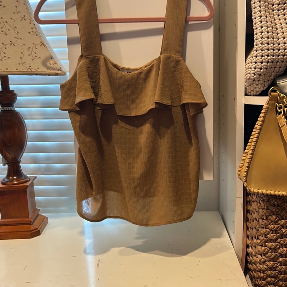 Nine West Tan Ruffle Blouse - Picture 3 of 3